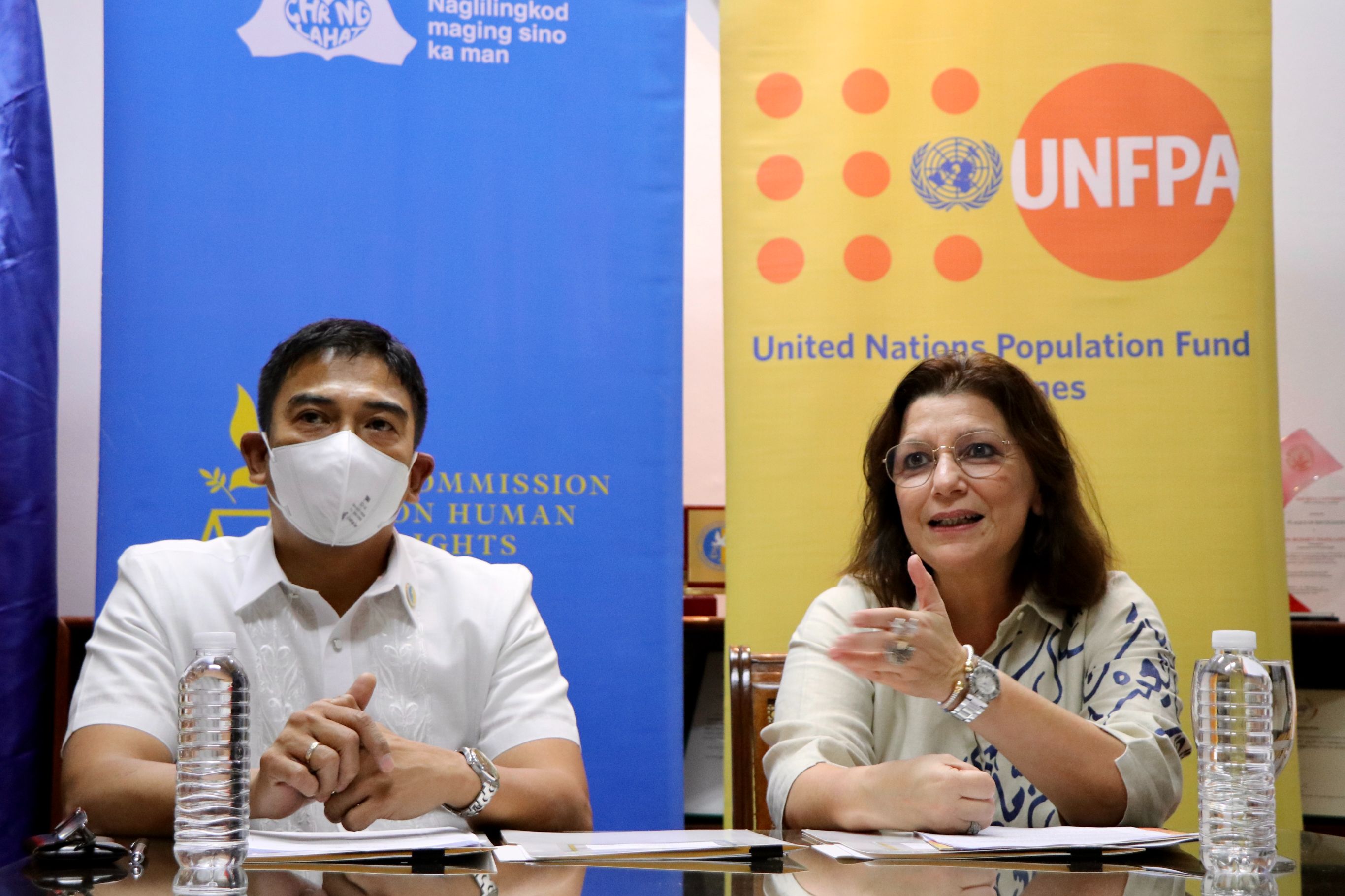 CHR Chairperson Richard P. Palpal-Iatoc and UNFPA Philippines Rep. Dr. Leila Joudane