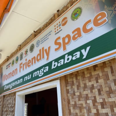 A photo of a banner in front of one of UNFPA Philippines' women-friendly spaces