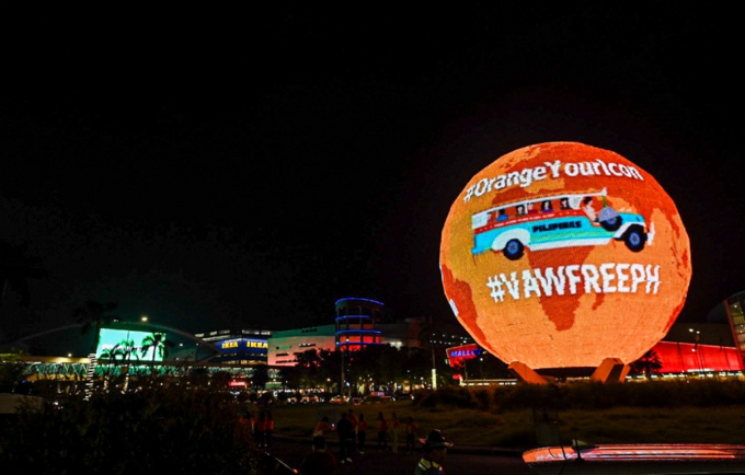 UNFPA, PCW, SM Cares kick off campaign to end violence against women by turning MOA globe, other mall LED displays orange