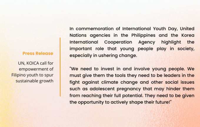 International Youth Day Press Release of UN and KOICA