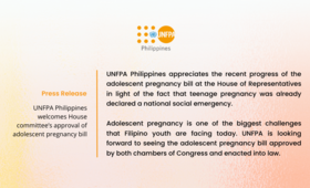 UNFPA commends the House of Representatives panel for recently approving a bill addressing adolescent pregnancy