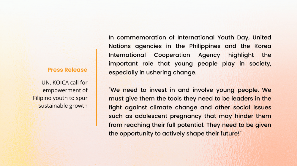 International Youth Day Press Release of UN and KOICA
