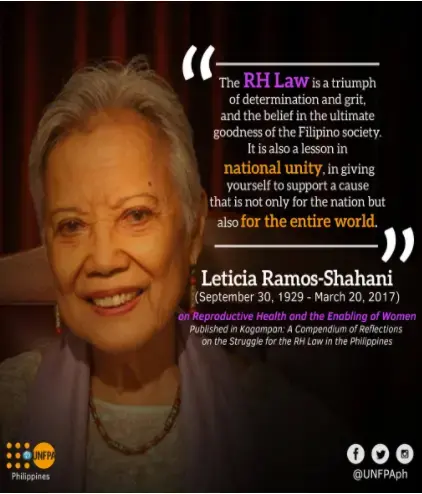 UNFPA Statement on the passing of former Senator Leticia Ramos-Shahani